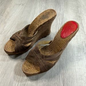 CHRISTIAN LOUBOUTIN Cataribbons Espadrille Wedges Brown Size 40